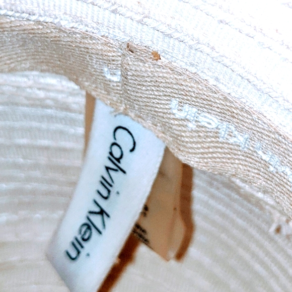 *CALVIN KLEIN RN54163 Logoed Cream Beige Paper Blend Retro Boho Fedora Beach Hat - Picture 3 of 3